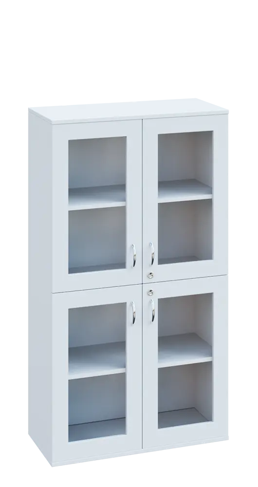 SPO 23 skříň 4-dveřová/ sklo lamino - bílá